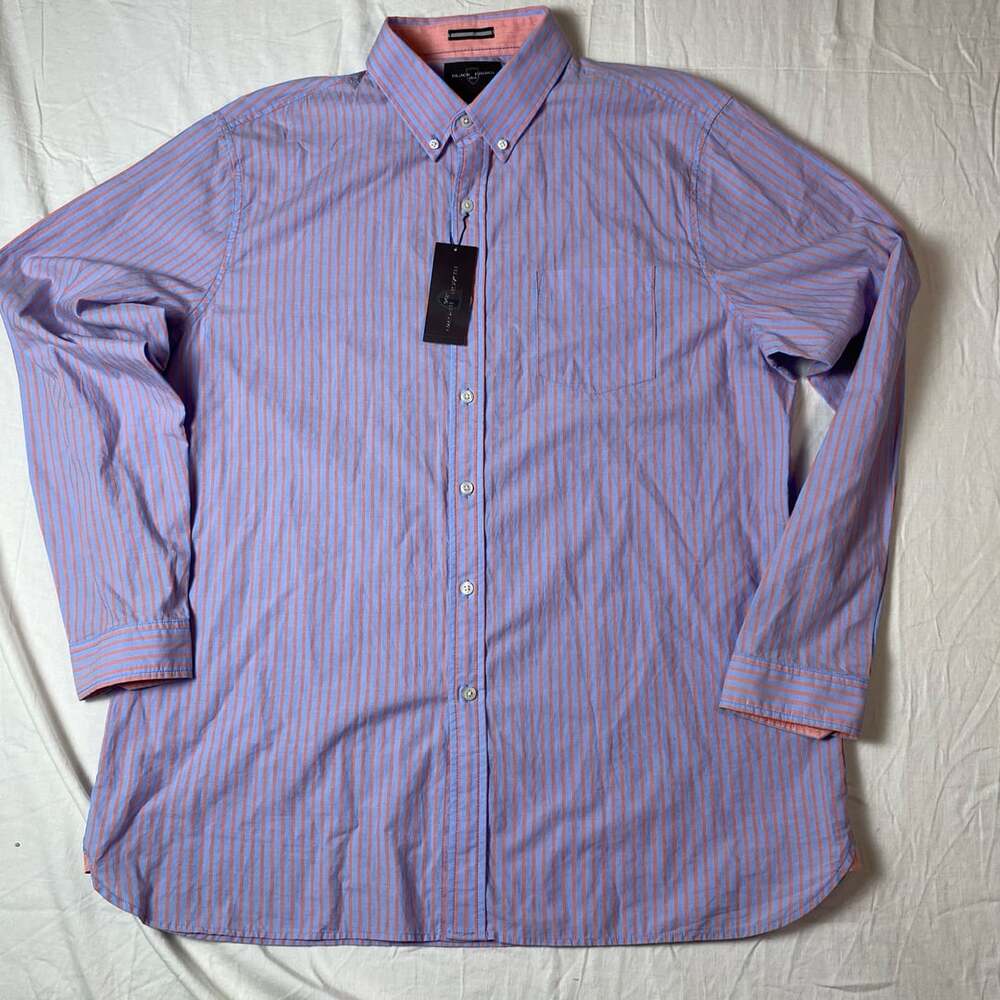 Black Brown 1826 Blue And Orange Striped Button Down Shirt XL (1371)